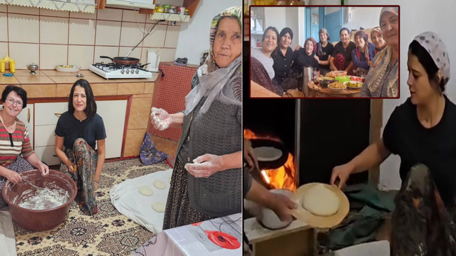 Köyde bazlama açtı Köyde bazlama açtı
