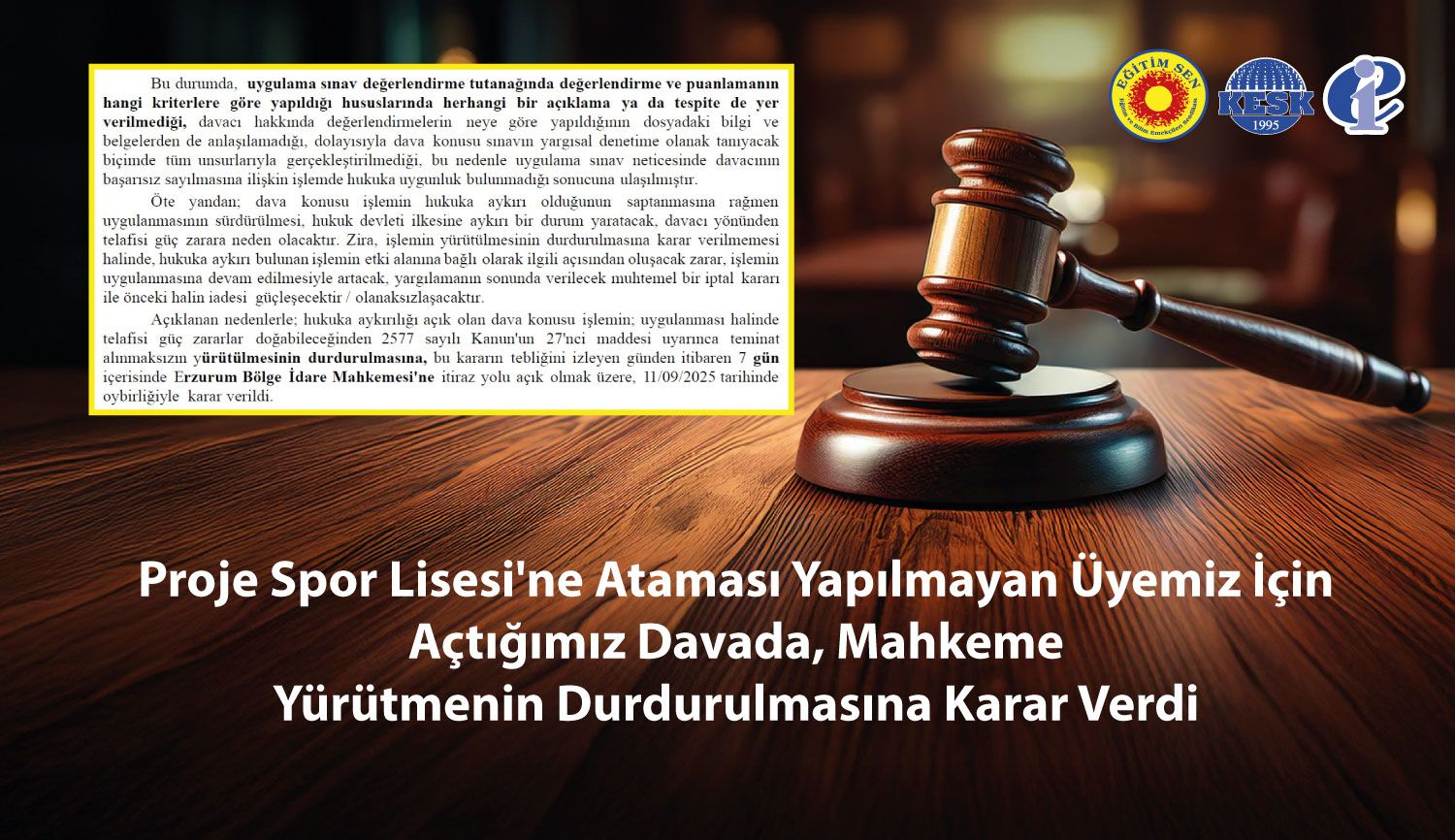 Proje Lisesi’ne Ataması Yapılmayan Öğretmene Mahkemeden Yürütmeyi Durdurma Kararı Proje Lisesi’ne Ataması Yapılmayan Öğretmene Mahkemeden Yürütmeyi Durdurma Kararı